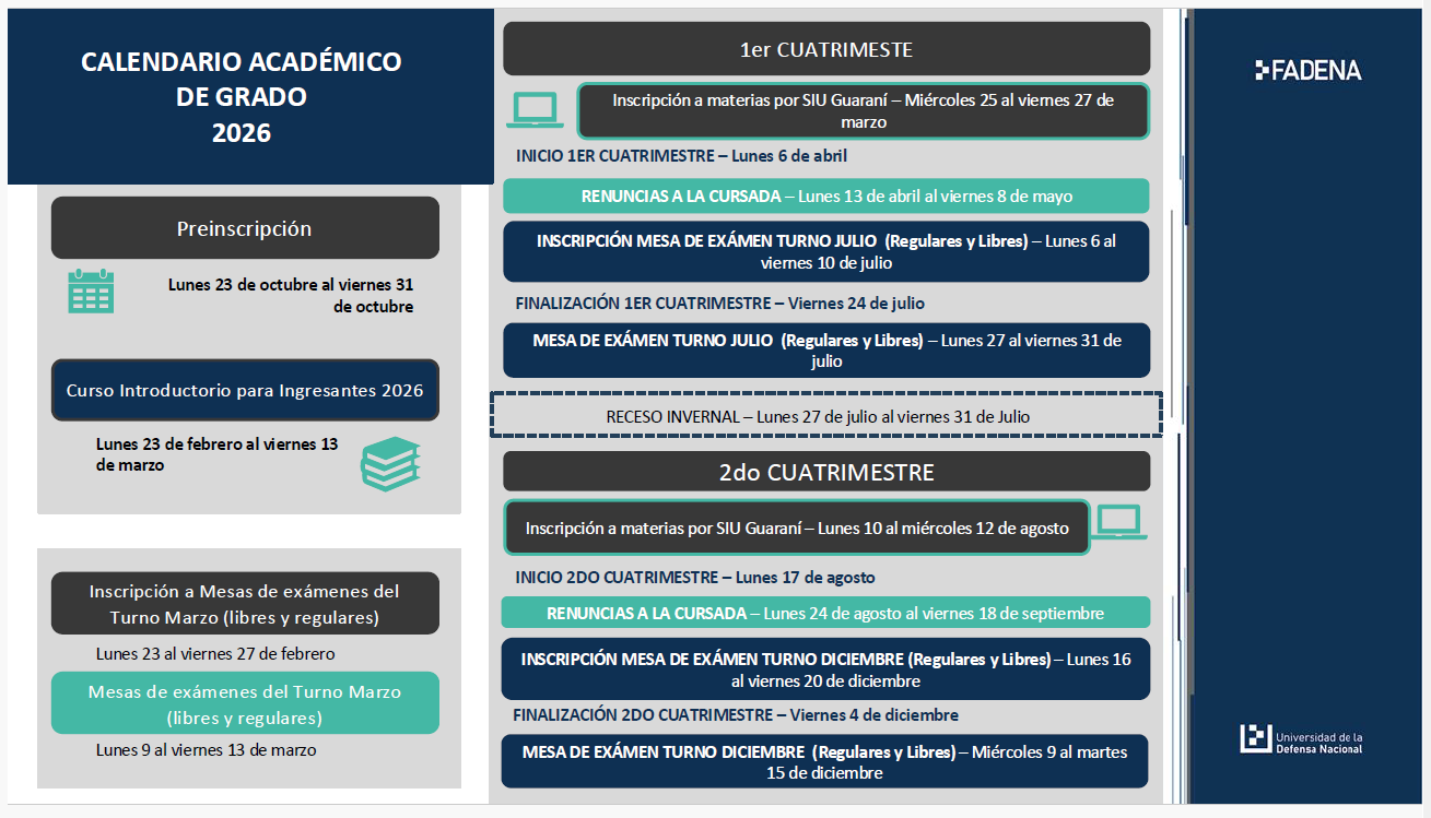 Calendario Académico de Grado 2026